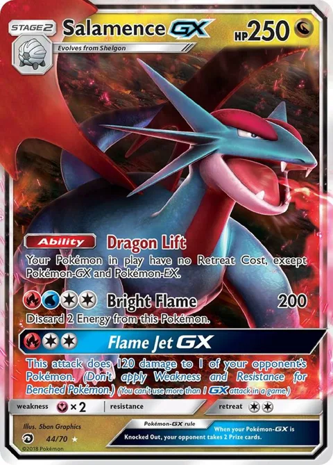 Salamence GX #44/70 Holofoil Pokémon card from Dragon Majesty