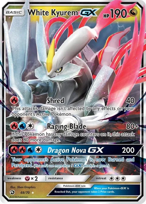 White Kyurem GX #48/70 Holofoil Pokémon card from Dragon Majesty