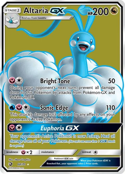 Altaria GX Full Art #68/70 Holofoil Pokémon card from Dragon Majesty