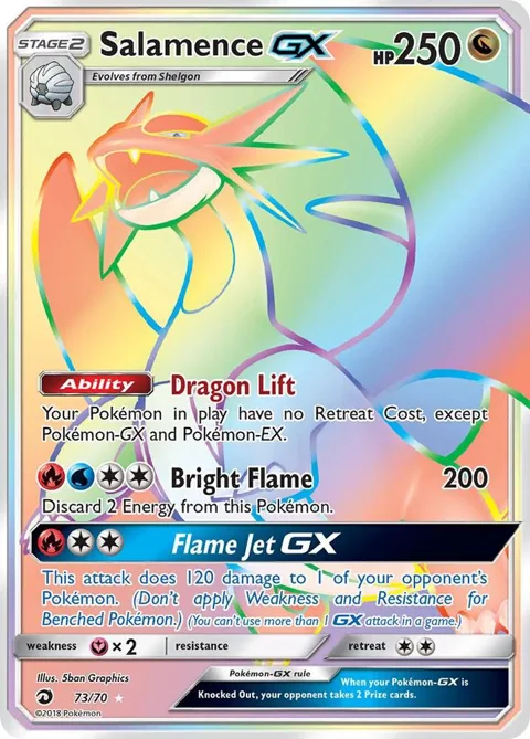 Salamence GX Secret Rare #73/70 Holofoil Pokémon card from Dragon Majesty