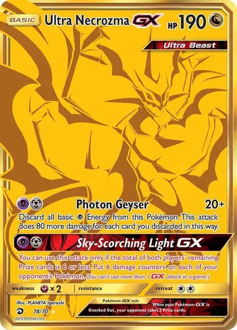 Ultra Necrozma GX Secret Rare #78/70 Holofoil Pokémon card from Dragon Majesty