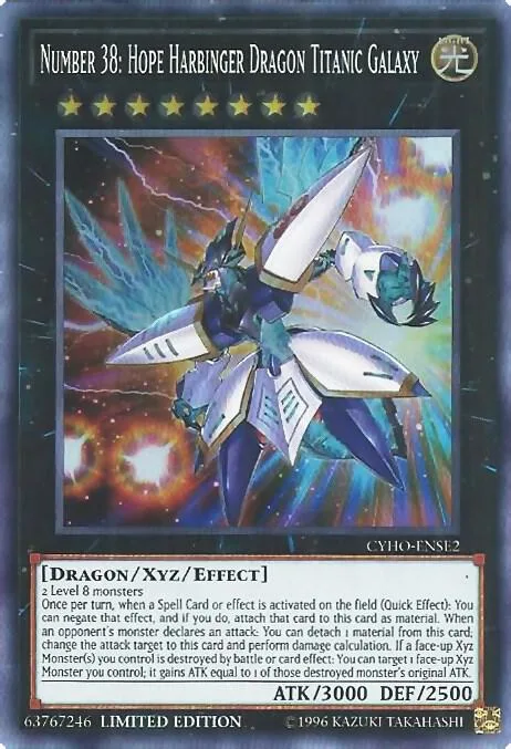 Number 38: Hope Harbinger Dragon Titanic Galaxy CYHO-ENSE2 Yu-Gi-Oh card from Cybernetic Horizon