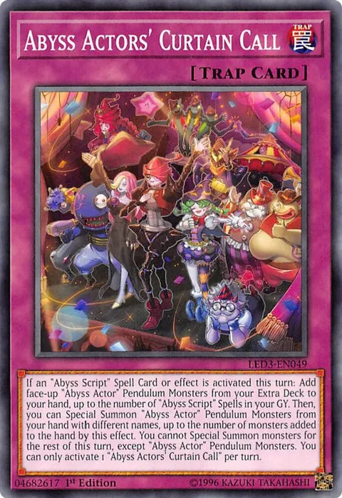 Abyss Actors' Curtain Call LED3-EN049 Yu-Gi-Oh card from Legendary Duelists: White Dragon Abyss