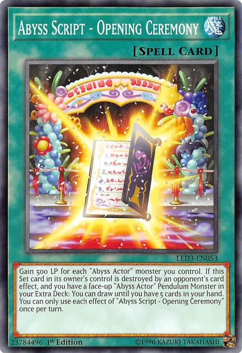 Abyss Script - Opening Ceremony LED3-EN053 Yu-Gi-Oh card from Legendary Duelists: White Dragon Abyss