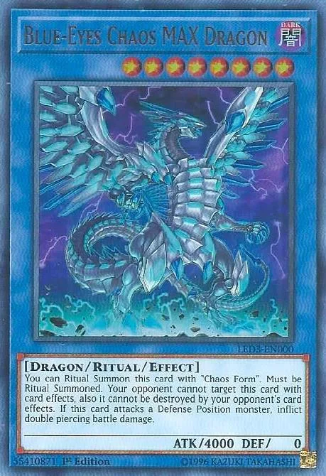 Blue-Eyes Chaos MAX Dragon LED3-EN000 Yu-Gi-Oh card from Legendary Duelists: White Dragon Abyss