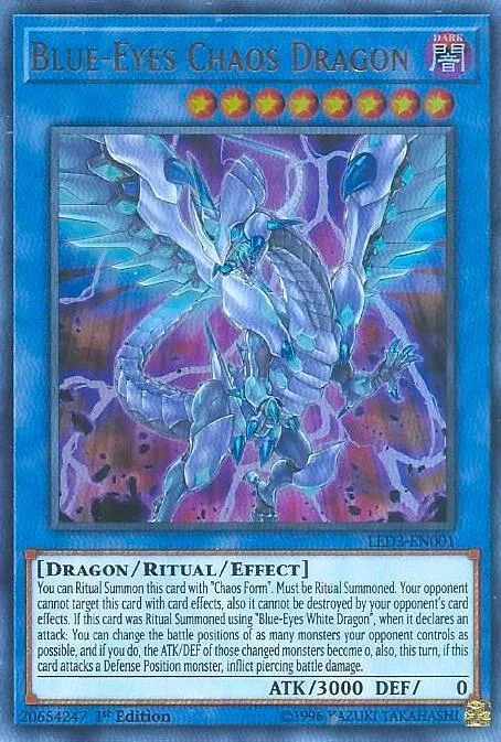 Blue-Eyes Chaos Dragon LED3-EN001 Yu-Gi-Oh card from Legendary Duelists: White Dragon Abyss