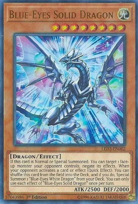 Blue-Eyes Solid Dragon LED3-EN002 Yu-Gi-Oh card from Legendary Duelists: White Dragon Abyss