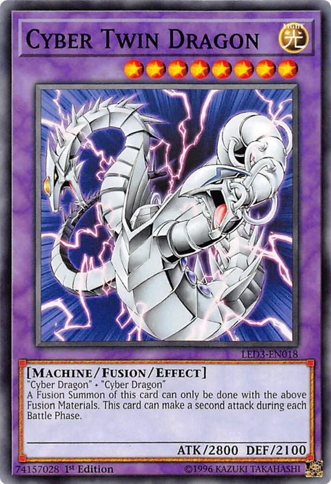 Cyber Twin Dragon LED3-EN018 Yu-Gi-Oh card from Legendary Duelists: White Dragon Abyss