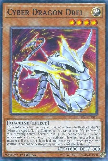 Cyber Dragon Drei LED3-EN020 Yu-Gi-Oh card from Legendary Duelists: White Dragon Abyss
