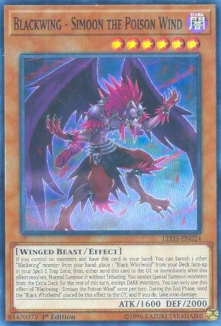 Blackwing - Simoon the Poison Wind LED3-EN024 Yu-Gi-Oh card from Legendary Duelists: White Dragon Abyss