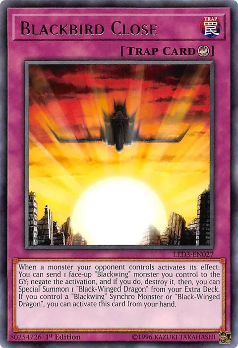 Blackbird Close LED3-EN027 Yu-Gi-Oh card from Legendary Duelists: White Dragon Abyss