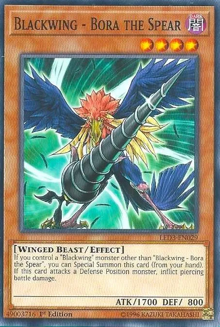 Blackwing - Bora the Spear LED3-EN029 Yu-Gi-Oh card from Legendary Duelists: White Dragon Abyss
