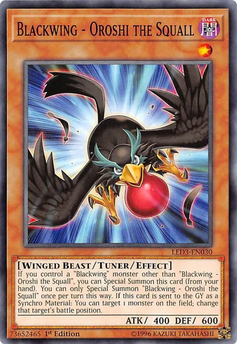 Blackwing - Oroshi the Squall LED3-EN030 Yu-Gi-Oh card from Legendary Duelists: White Dragon Abyss
