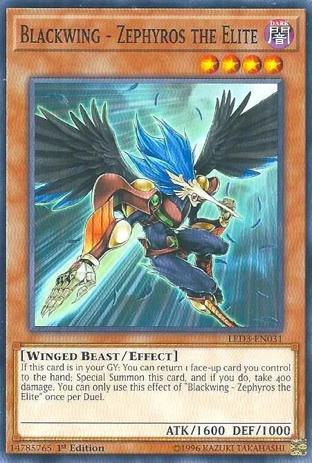 Blackwing - Zephyros the Elite LED3-EN031 Yu-Gi-Oh card from Legendary Duelists: White Dragon Abyss