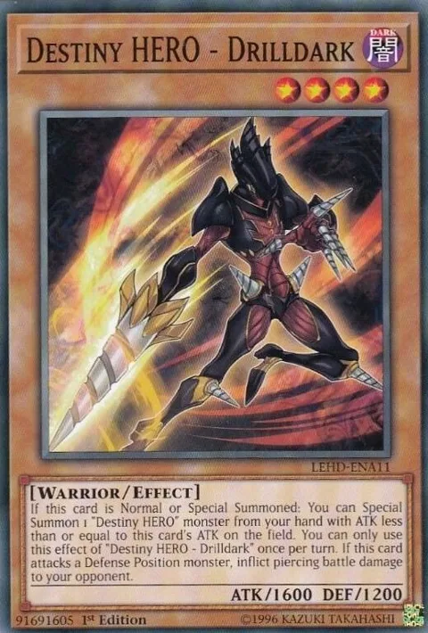 Destiny HERO - Drilldark LEHD-ENA11 Yu-Gi-Oh card from Legendary Hero Decks