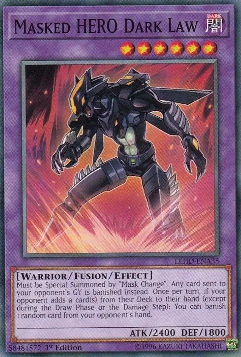 Masked HERO Dark Law LEHD-ENA35 Yu-Gi-Oh card from Legendary Hero Decks