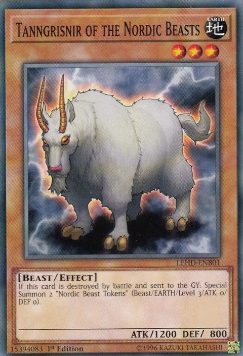 Tanngrisnir of the Nordic Beasts LEHD-ENB01 Yu-Gi-Oh card from Legendary Hero Decks