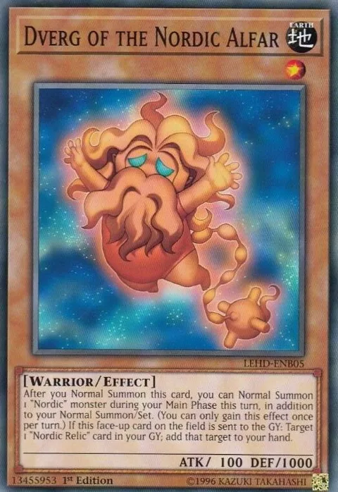 Dverg of the Nordic Alfar LEHD-ENB05 Yu-Gi-Oh card from Legendary Hero Decks