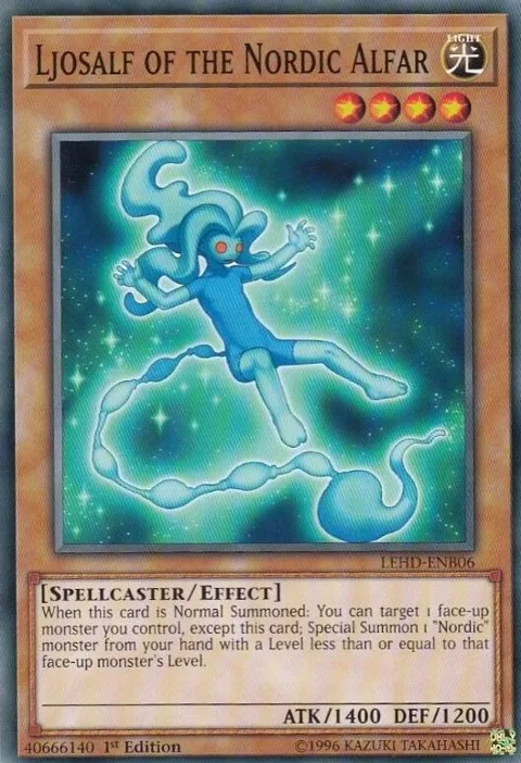 Ljosalf of the Nordic Alfar LEHD-ENB06 Yu-Gi-Oh card from Legendary Hero Decks