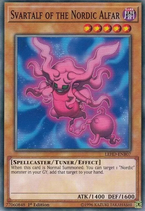 Svartalf of the Nordic Alfar LEHD-ENB07 Yu-Gi-Oh card from Legendary Hero Decks
