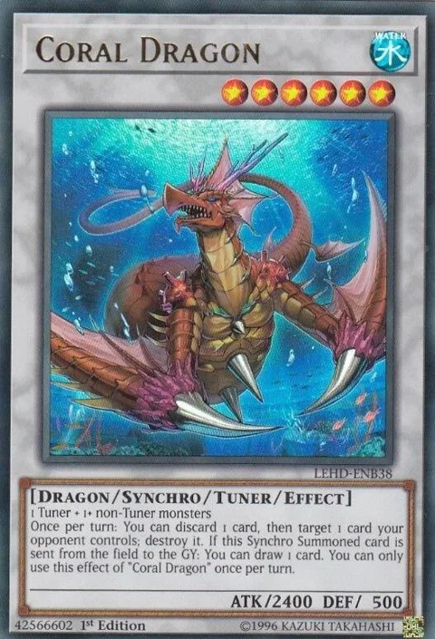Coral Dragon LEHD-ENB38 Yu-Gi-Oh card from Legendary Hero Decks