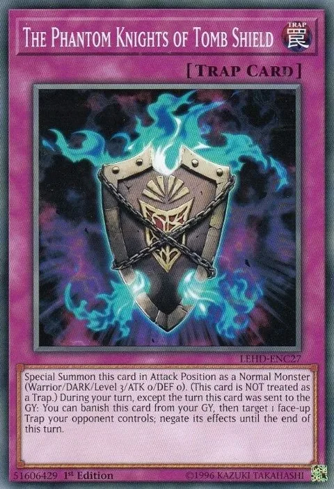 The Phantom Knights of Tomb Shield LEHD-ENC27 Yu-Gi-Oh card from Legendary Hero Decks