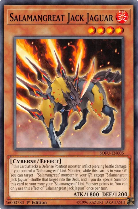 Salamangreat Jack Jaguar SOFU-EN005 Unlimited Yu-Gi-Oh card from Soul Fusion