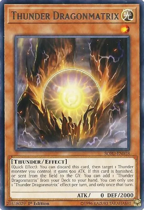 Thunder Dragonmatrix SOFU-EN018 1st Edition Yu-Gi-Oh card from Soul Fusion