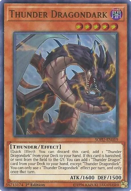 Thunder Dragondark SOFU-EN019 1st Edition Yu-Gi-Oh card from Soul Fusion