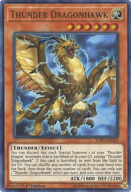 Thunder Dragonhawk SOFU-EN020 Unlimited Yu-Gi-Oh card from Soul Fusion