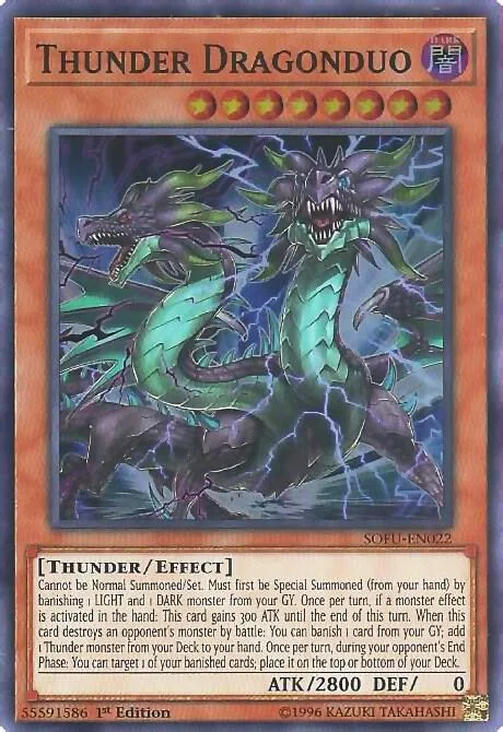 Thunder Dragonduo SOFU-EN022 Unlimited Yu-Gi-Oh card from Soul Fusion