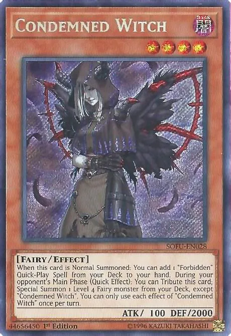 Condemned Witch SOFU-EN028 1st Edition Yu-Gi-Oh card from Soul Fusion
