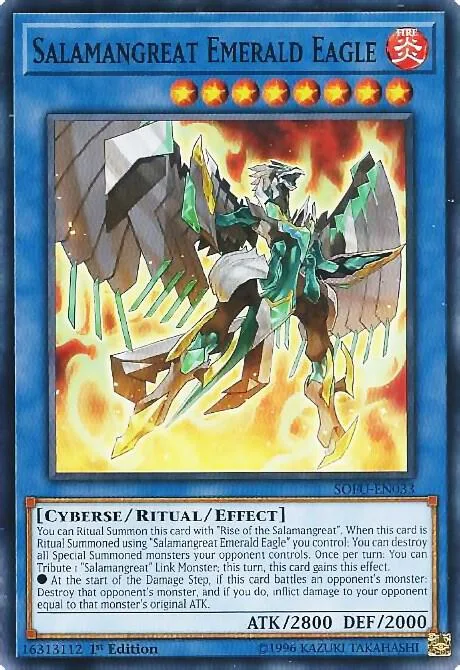 Salamangreat Emerald Eagle SOFU-EN033 1st Edition Yu-Gi-Oh card from Soul Fusion