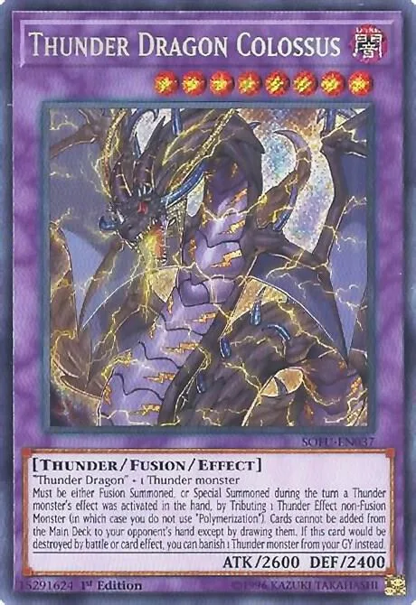 Thunder Dragon Colossus SOFU-EN037 1st Edition Yu-Gi-Oh card from Soul Fusion