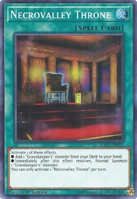 Necrovalley Throne SOFU-EN055 1st Edition Yu-Gi-Oh card from Soul Fusion