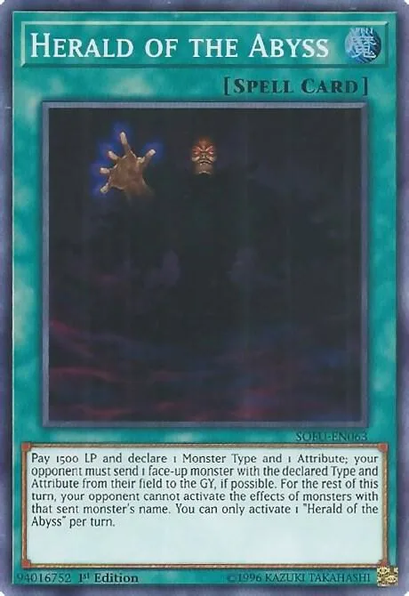 Herald of the Abyss SOFU-EN063 1st Edition Yu-Gi-Oh card from Soul Fusion
