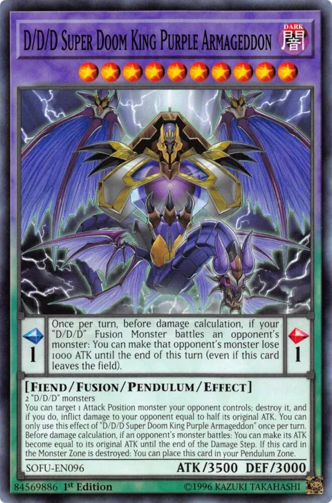 D/D/D Super Doom King Purple Armageddon SOFU-EN096 Yu-Gi-Oh card from Soul Fusion