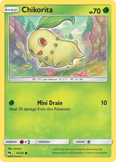 Chikorita 6 #6/214 Reverse Holofoil Pokémon card from SM - Lost Thunder