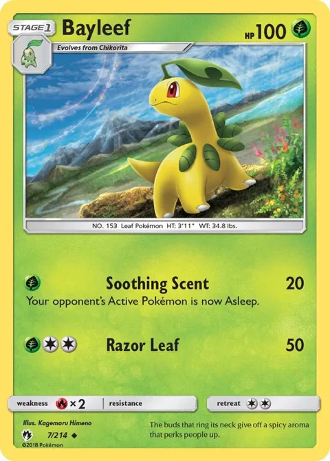 Bayleef #7/214 Reverse Holofoil Pokémon card from SM - Lost Thunder