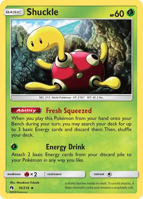 Shuckle #16/214 Reverse Holofoil Pokémon card from SM - Lost Thunder