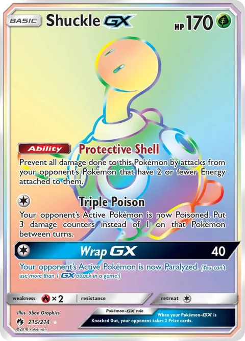 Shuckle GX Secret Rare #215/214 Holofoil Pokémon card from SM - Lost Thunder