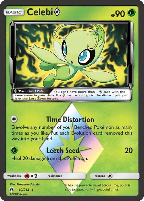 Celebi Prism Star #19/214 Holofoil Pokémon card from SM - Lost Thunder