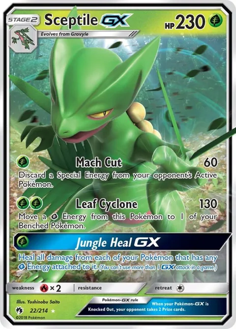 Sceptile GX #22/214 Holofoil Pokémon card from SM - Lost Thunder