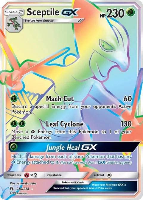 Sceptile GX Secret Rare #216/214 Holofoil Pokémon card from SM - Lost Thunder