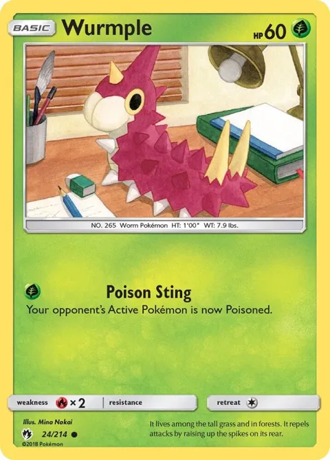 Wurmple 24 #24/214 Pokémon card from SM - Lost Thunder