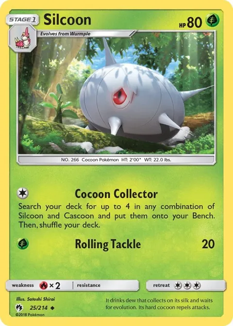 Silcoon #25/214 Reverse Holofoil Pokémon card from SM - Lost Thunder