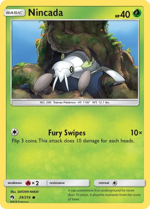 Nincada #29/214 Pokémon card from SM - Lost Thunder
