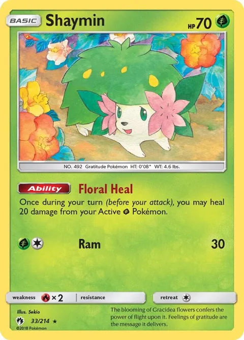 Shaymin #33/214 Holofoil Pokémon card from SM - Lost Thunder