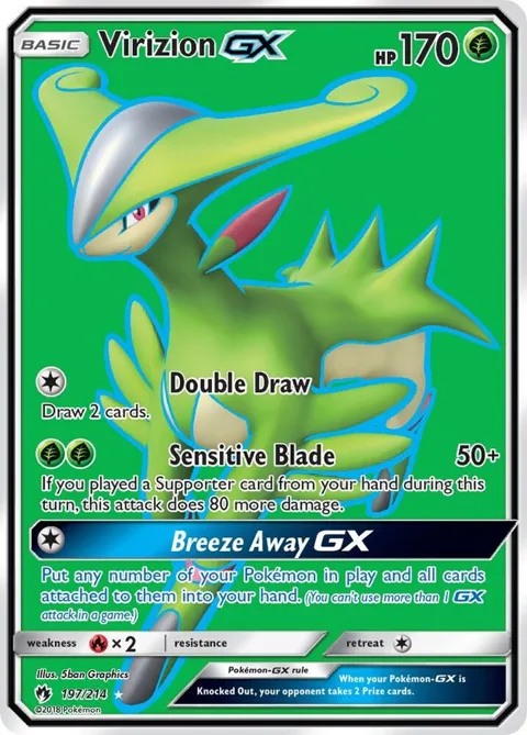 Virizion GX Full Art #197/214 Holofoil Pokémon card from SM - Lost Thunder