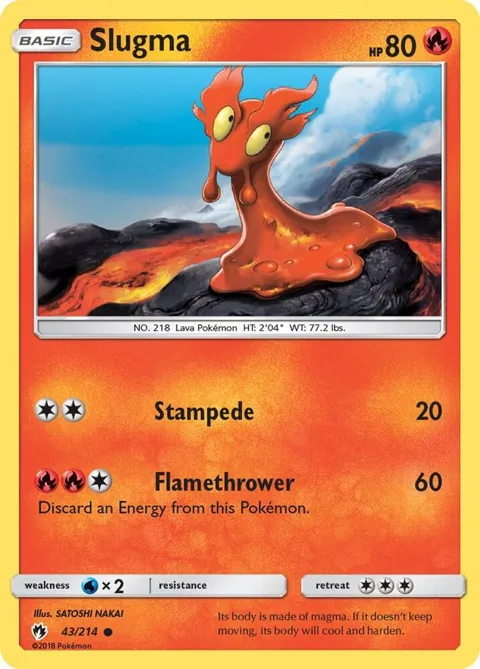 Slugma #43/214 Reverse Holofoil Pokémon card from SM - Lost Thunder